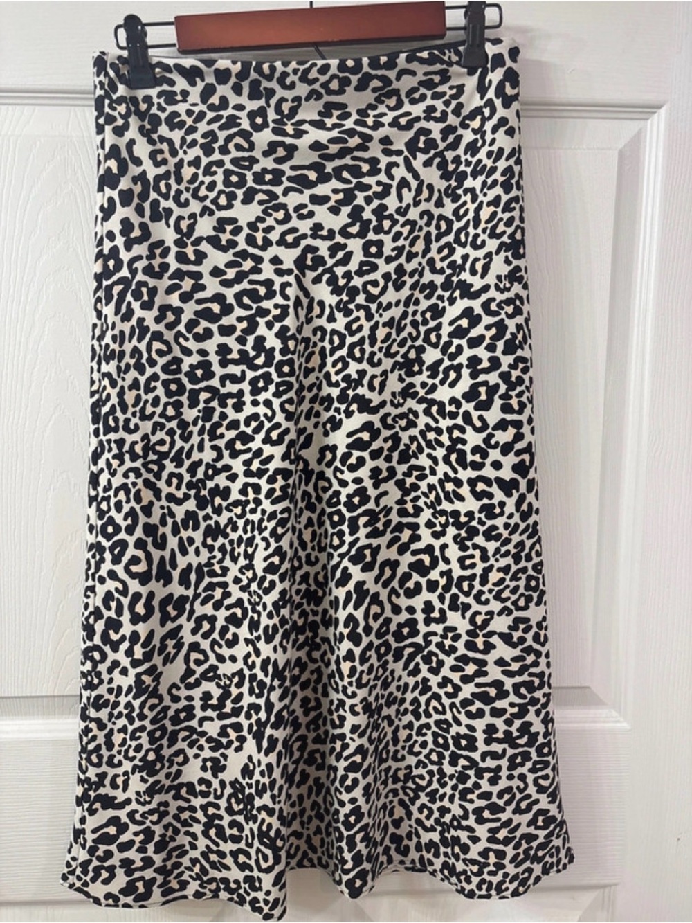 LOFT Black and White Leopard-Print A-Line Skirt